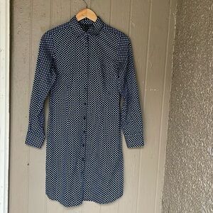 Brooks Brothers Navy and White Polka Dot Midi Dress